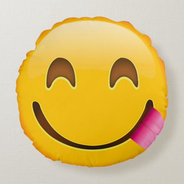 Hungry Emoji Rond Kussen (Voorkant)