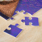 Hungry Girl Eating Pizza en Drink wijn - Funny Legpuzzel (Zijkant)