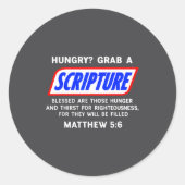 Hungry_ Grab A Scripture Bible Verse Famous Funny Ronde Sticker (Voorkant)