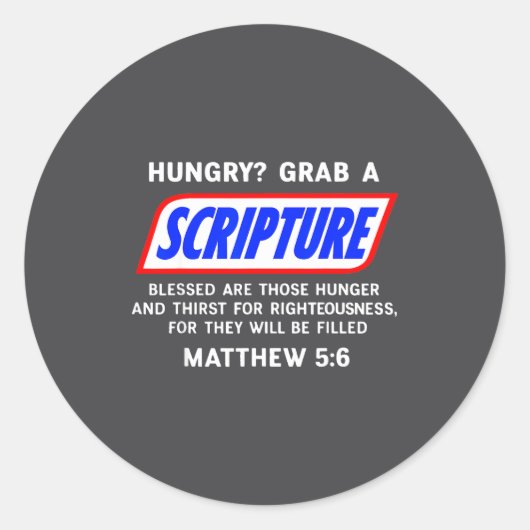 Hungry_ Grab A Scripture Bible Verse Famous Funny  Ronde Sticker (Voorkant)
