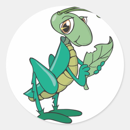 Hungry Grasshopper Ronde Sticker (Voorkant)
