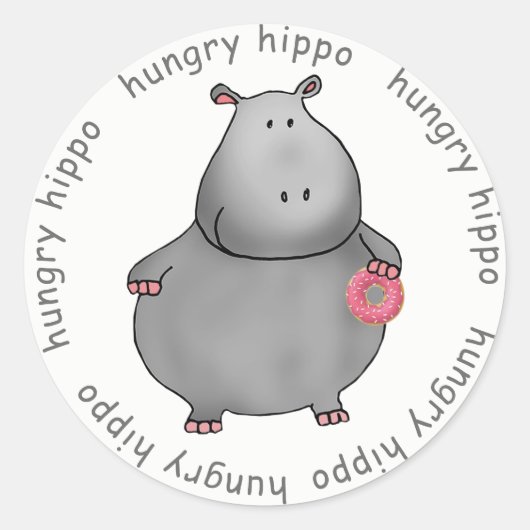 Hungry Hippo Ronde Sticker (Voorkant)
