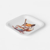 Hungry Little Fox Waiting for Japans Ramen Papieren Bordje (Gebogen)