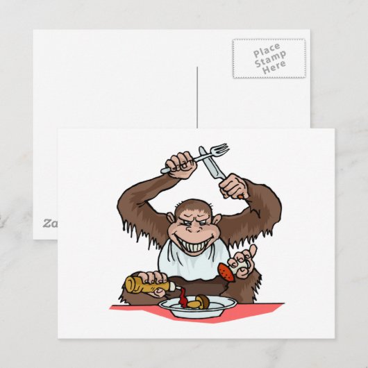 Hungry Monkey Briefkaart (Voorkant / Achterkant)