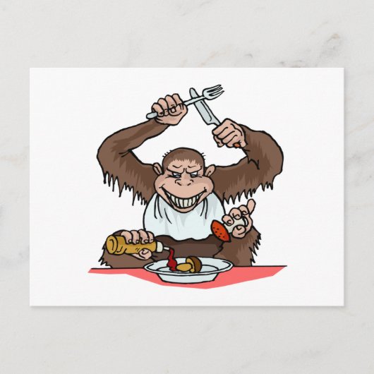 Hungry Monkey Briefkaart (Voorkant)
