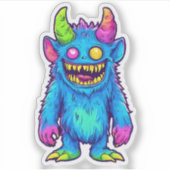 Hungry Monster – Cute Funny Cartoon Creature Sticker (Voorkant)