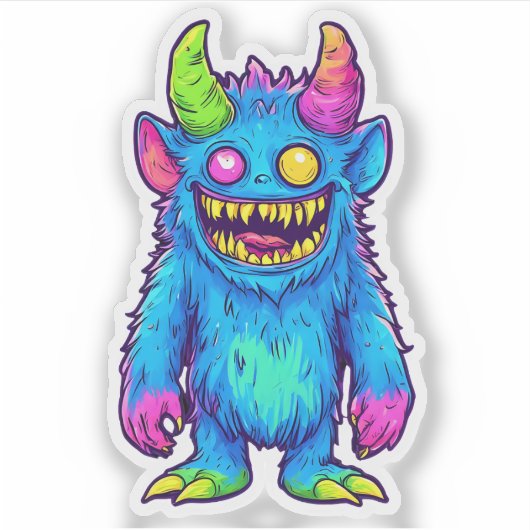 Hungry Monster – Cute Funny Cartoon Creature Sticker (Voorkant)