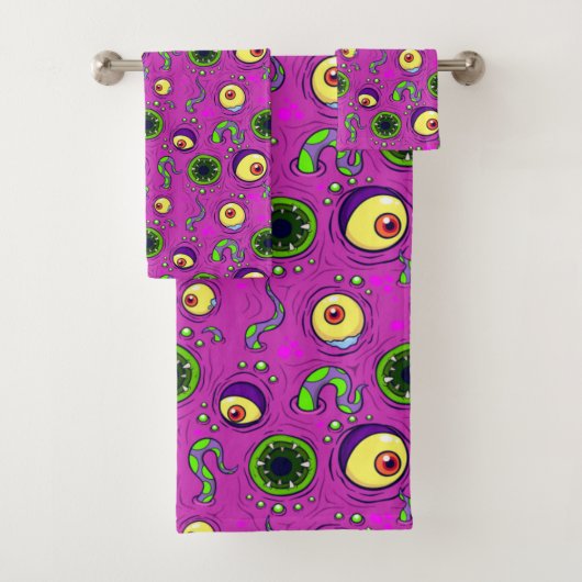 Hungry Monster Seamless Pattern Bad Handdoek (Insitu)