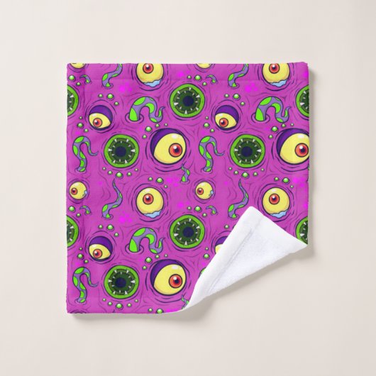 Hungry Monster Seamless Pattern Bad Handdoek (Wasdoekje)