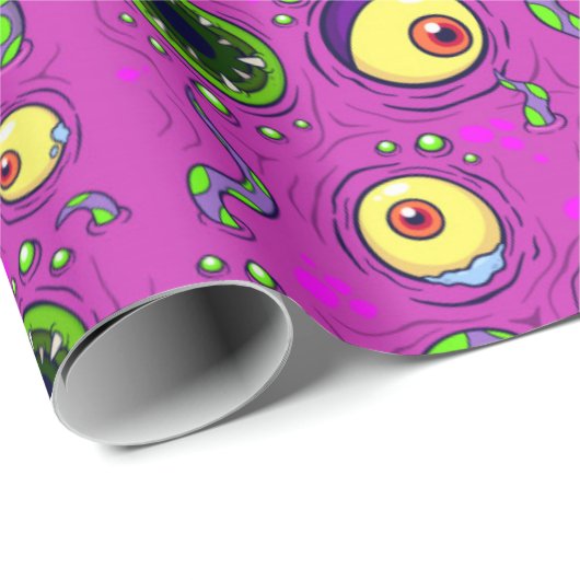 Hungry Monster Seamless Pattern Cadeaupapier (Rol Hoek)