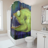 "Hungry Ned" Fish Waterverf door Mike Quinn Douchegordijn (In situ)