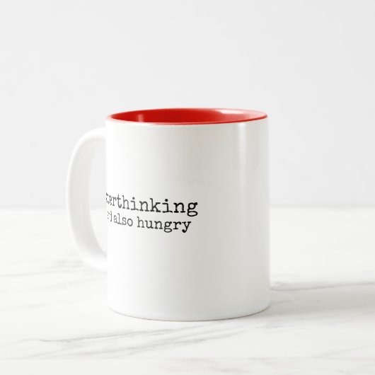 Hungry Overthinker Perfectionist Quote Modern Tweekleurige Koffiemok (Voorkant links)