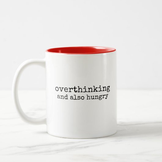 Hungry Overthinker Perfectionist Quote Modern Tweekleurige Koffiemok (Links)