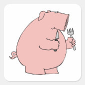 Hungry Pig Vierkante Sticker (Voorkant)
