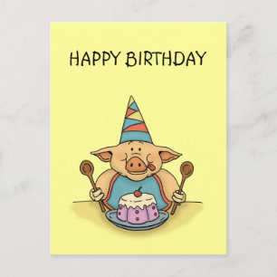 Hungry Piggy Happy Birthday briefkaart
