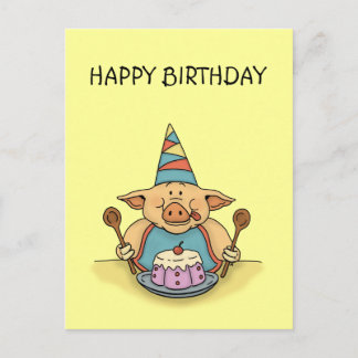 Hungry Piggy Happy Birthday briefkaart