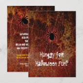 Hungry Spider Halloween Party Kaart (Voorkant / Achterkant)