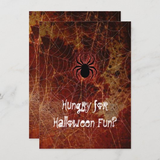 Hungry Spider Halloween Party Kaart (Voorkant / Achterkant)