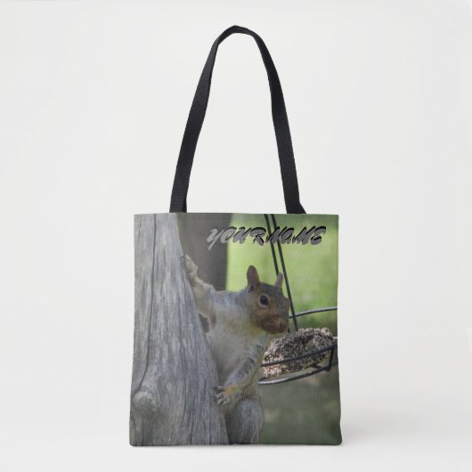 Hungry Squirrel tweezijdig jouw naam Tote Bag (Voorkant)