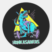 Hunkasaurus Gewichtheffen Bodybuilding Gym Workout Ronde Sticker (Voorkant)
