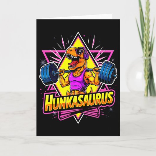 Hunkasaurus Gym Workout T-rex Powerlifting Bodybui Kaart (Voorkant)
