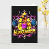 Hunkasaurus Gym Workout T-rex Powerlifting Bodybui Kaart (Gele Bloem)
