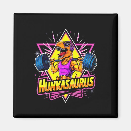 Hunkasaurus Gym Workout T-rex Powerlifting Bodybui Magneet (Voorkant)