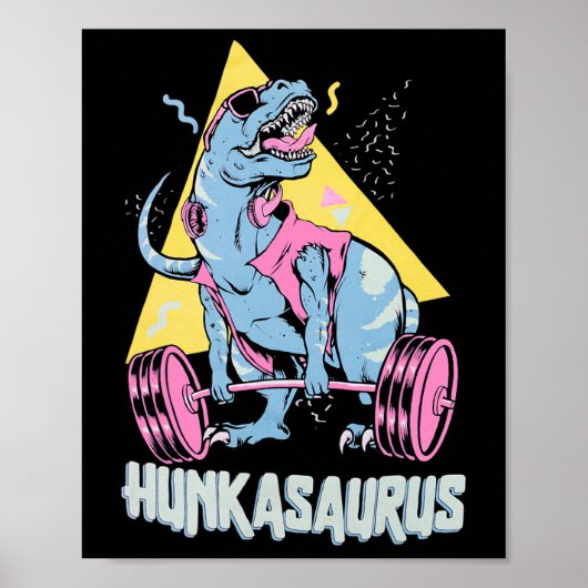 Hunkasaurus T Rex Dinosaur Grappige Gym En Workout Poster (Voorkant)