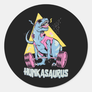 Hunkasaurus T Rex Dinosaur Grappige Gym En Workout Ronde Sticker