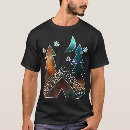 Hunker Down Hiking Camping T-shirt (Voorkant)