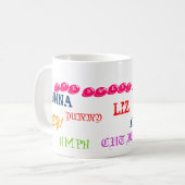 HUNNA, HUNNA, LIZ, NOSE, NOSE, HM... - Gepersonali Koffiemok (Voorkant links)