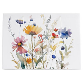 'Hunny' Aquarel Wilde Bloem Geschenkentas Groot Cadeauzakje