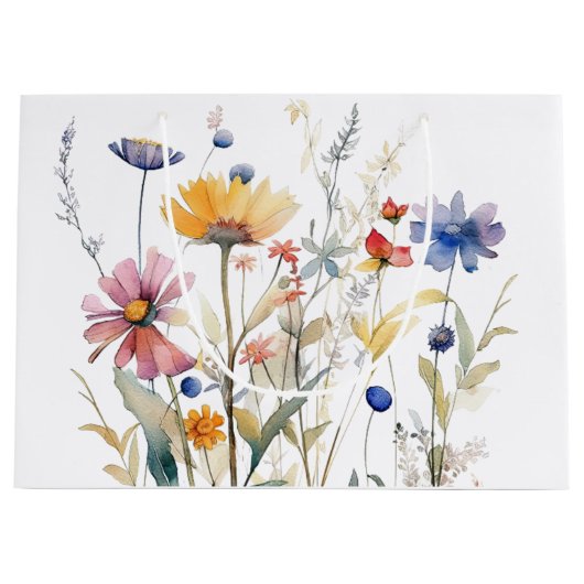 'Hunny' Aquarel Wilde Bloem Geschenkentas Groot Cadeauzakje (Voorkant)