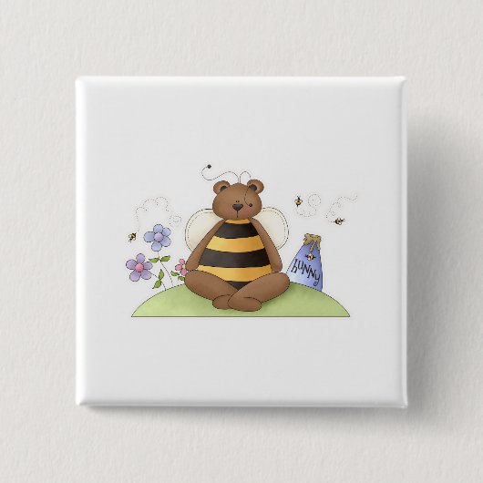 Hunny Beer Vierkante Button 5,1 Cm (Voorkant)