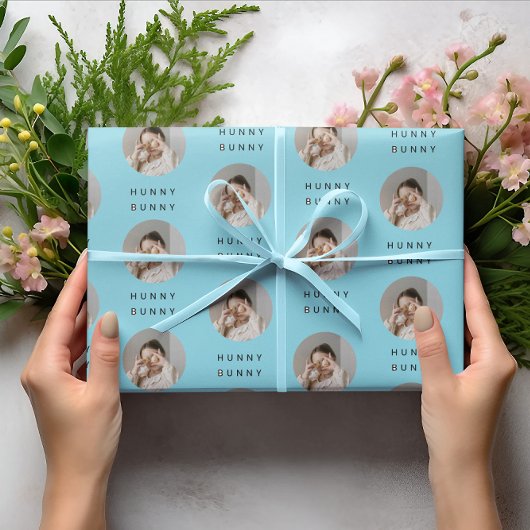 Hunny Bunny Foto Paasweel | Gepersonaliseerd Cadeaupapier