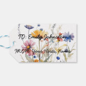 'Hunny' Wildflower Waterverf Party Cadeaulabel (Achterkant Horizontaal)