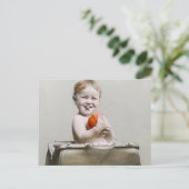 Hunry Baby Cute Little Peach in Handbag  Briefkaart (Staand voorkant)
