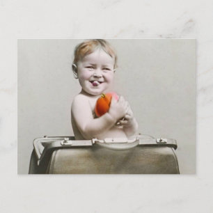 Hunry Baby Cute Little Peach in Handbag  Briefkaart