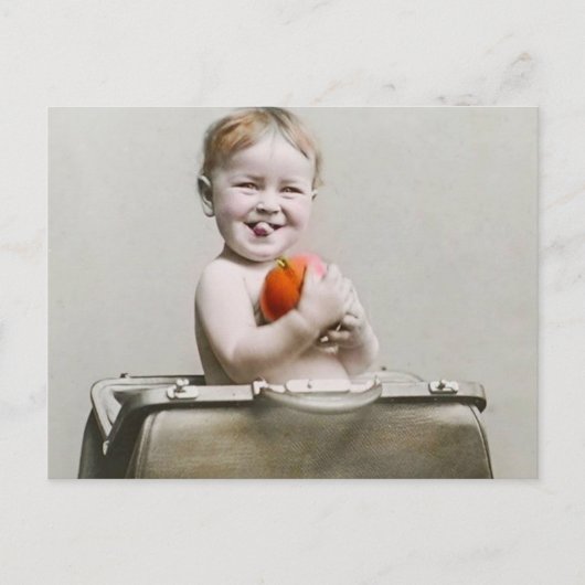 Hunry Baby Cute Little Peach in Handbag  Briefkaart (Voorkant)
