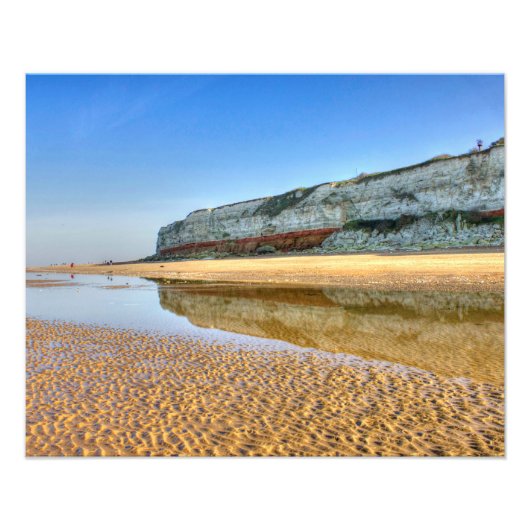 Hunstanton Cliffs Reflected at Low Tide, Norfolk Foto Afdruk (Voorkant)