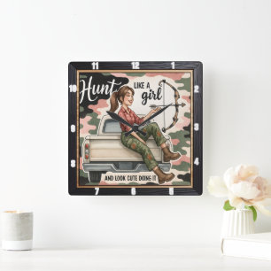 Hunt als een meisje boog vierkante klok