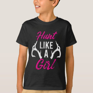 Hunt als een meisje met een grappige Antler Hunter T-shirt