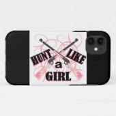 Hunt als een meisje roze Camo Rifle iPhone Case (Achterkant (horizontaal))