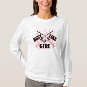 Hunt als een meisje roze Camo Rifle T-Shirt
