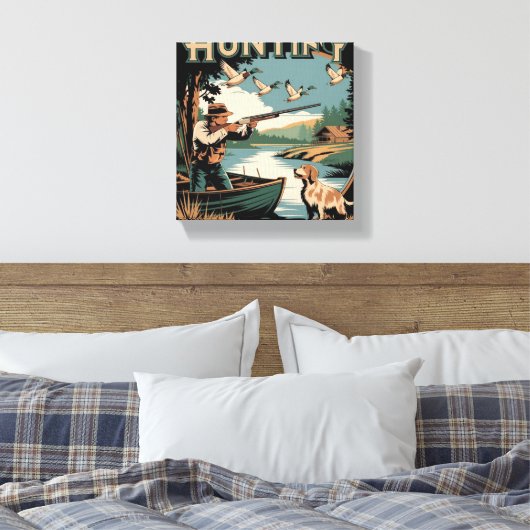 Hunt begint avontuur met gestrekte canvas prints (Insitu (Slaapkamer))