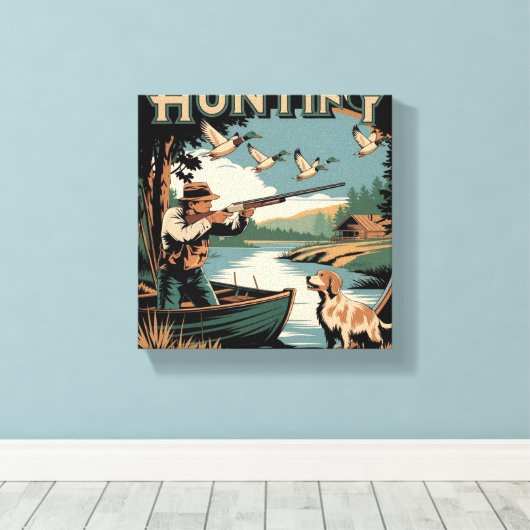 Hunt begint avontuur met gestrekte canvas prints (Insitu (Houten vloer))
