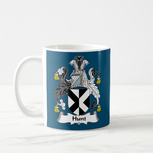 Hunt Coat of Arms Family Crest Koffiemok (Links)