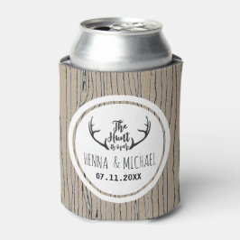 "Hunt is over" Rustic Antler Barnwood Wedding Blikjeskoeler