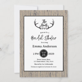 "Hunt is over" Rustic Antler Barnwood Wedding Kaart
