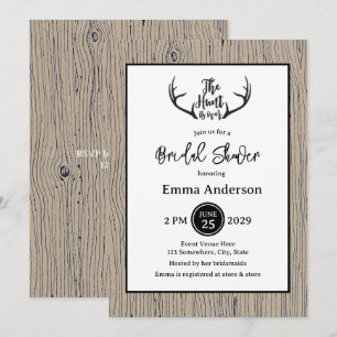 "Hunt is over" Rustic Antler Barnwood Wedding Kaart